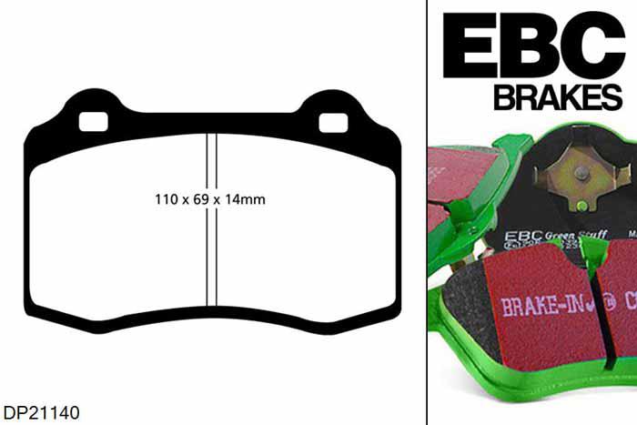 DP21140, Peugeot 208, 1.6 Turbo GTi 208 PK 2015-, EBC Greenstuff remblokken set vooras, Voor modellen met Brembo remklauwen aan de vooras, Voor modellen met een remschijf diameter 323mm