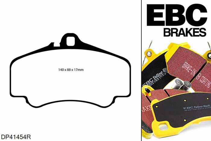 DP41454R, Porsche 911 (996) (Cast Iron Disc Only), 3.6 Twin Turbo GT2 2001-2003, EBC Yellowstuff remblokken set vooras, Voor modellen met Brembo remklauwen aan de vooras, Voor modellen met een remschijf diameter 330mm