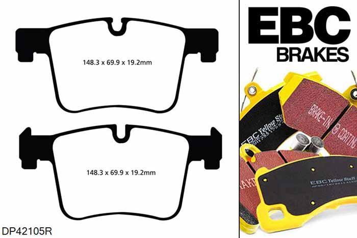 DP42105R, BMW 2 Series (F23) Convertible, 220 (2.0 TD) 190 PK 2014-, EBC Yellowstuff remblokken set vooras, Voor modellen met ATE remklauwen aan de vooras, Voor modellen met een remschijf diameter 312mm