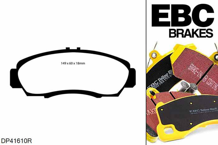 DP41610R, Honda FR-V, 1.7 2004-2007, EBC Yellowstuff remblokken set vooras, Voor modellen met een remschijf diameter 282mm