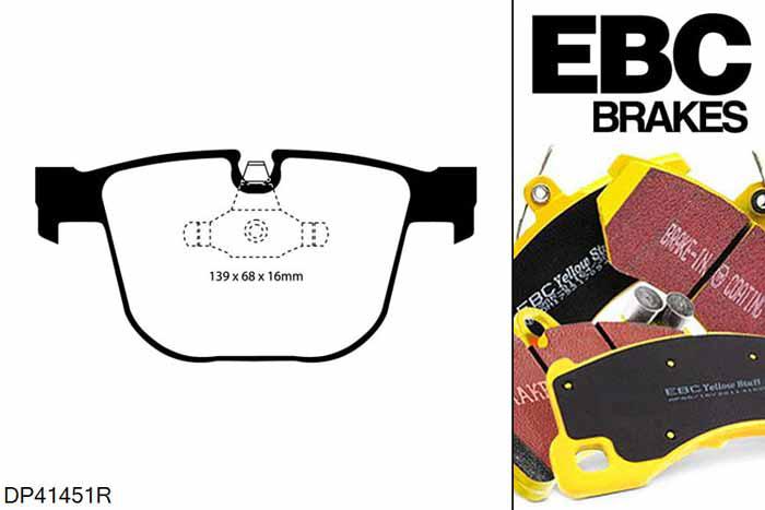 DP41451R, BMW 1 Series (E82) M Coupe, 135 i (3.0 Turbo) 1 Series (E82) M Coupe, EBC Yellowstuff remblokken set achteras Voor modellen met ATE remklauwen aan de achteras, Voor modellen met remschijf diameter van 350mm aan de achteras