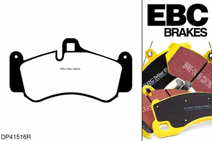 DP41516R, Porsche 911 (997) (Cast Iron Disc Only), 3.6 Twin Turbo 480 PK 2006-2010, EBC Yellowstuff remblokken set vooras, Voor modellen met Brembo remklauwen aan de vooras, Voor modellen met een remschijf diameter 350mm