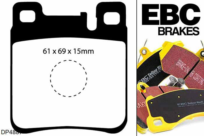 DP4887R, Chrysler Crossfire, 3.2 Supercharged 335 PK Crossfire, EBC Yellowstuff remblokken set achteras Voor modellen met ATE remklauwen aan de achteras, Voor modellen met remschijf diameter van 300mm aan de achteras