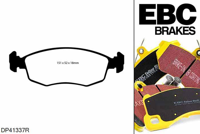 DP41337R, Fiat Punto, 1.8 1999-2001, EBC Yellowstuff remblokken set vooras, Voor modellen met ATE remklauwen aan de vooras, Voor modellen met een remschijf diameter 257mm