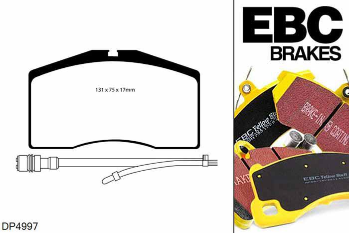 DP4997R, Porsche 911 (993), 3.8 Carrera RS 1995-1997, EBC Yellowstuff remblokken set vooras, Voor modellen met Brembo remklauwen aan de vooras, Voor modellen met een remschijf diameter 322mm