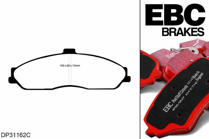 DP31162C, Chevrolet Corvette (C5), 5.7 (Z06) 2001-2005, EBC Redstuff remblokken set vooras, Voor modellen met een remschijf diameter 325mm
