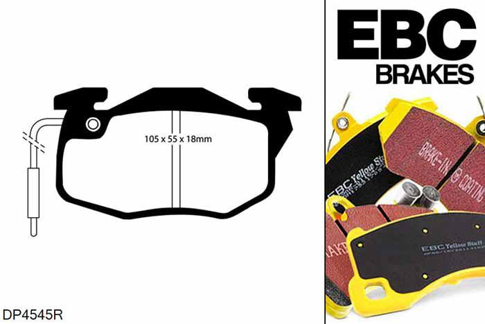 DP4545R, Peugeot 205, 1.8 TD 1990-1996, EBC Yellowstuff remblokken set vooras, Voor modellen met Bendix remklauwen aan de vooras, Voor modellen met een remschijf diameter 247mm
