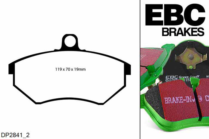 DP2841/2, Seat Ibiza (6K), 1.8 Turbo Cupra 156 PK 1999-2002, EBC Greenstuff remblokken set vooras, Voor modellen met Girling/TRW remklauwen aan de vooras, Voor modellen met een remschijf diameter 280mm