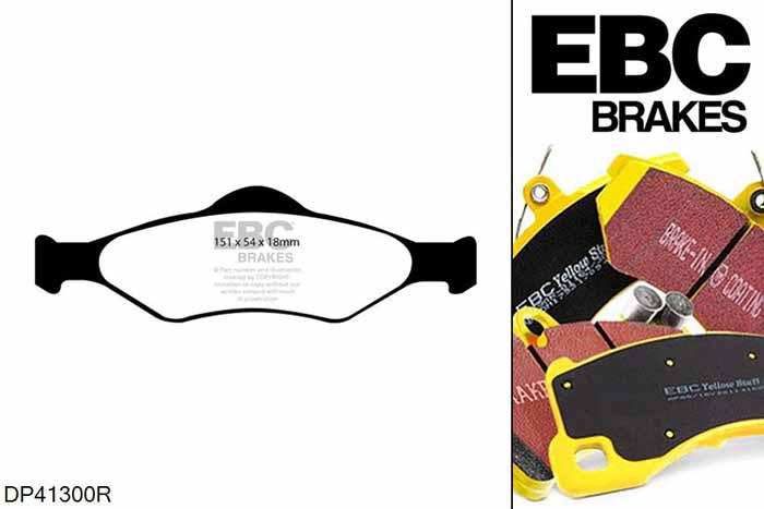 DP41300R, Ford Fiesta Mk5, 1.3 2000-2002, EBC Yellowstuff remblokken set vooras, Voor modellen met ATE remklauwen aan de vooras, Voor modellen met een remschijf diameter 240mm
