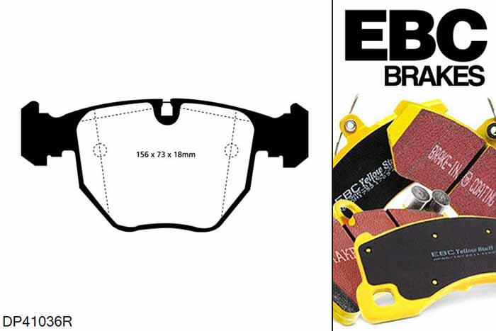 DP41036R, BMW X3, 3.0 Twin TD (35d) (E83) 2006-2010, EBC Yellowstuff remblokken set vooras, Voor modellen met ATE remklauwen aan de vooras, Voor modellen met een remschijf diameter 332mm