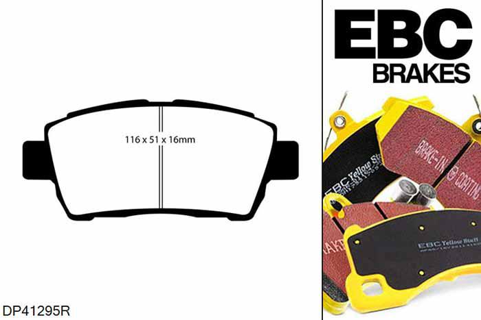 DP41295R, Toyota Yaris Verso, 1.3 1999-2004, EBC Yellowstuff remblokken set vooras, Voor modellen met een remschijf diameter 255mm