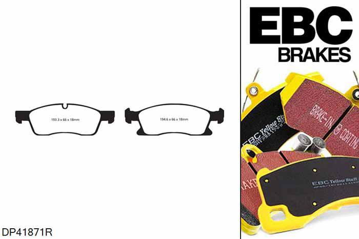 DP41871R, Mercedes GLE-Class Coupe (C292), GLE400 333 PK 2015-, EBC Yellowstuff remblokken set vooras, Voor modellen met ATE remklauwen aan de vooras