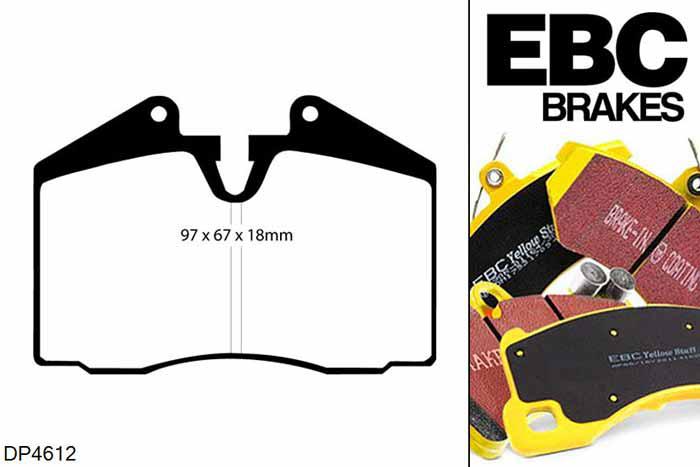 DP4612R, Porsche 911 (964), 3.6 Carrera RS 911 (964), EBC Yellowstuff remblokken set achteras Voor modellen met Brembo remklauwen aan de achteras, Voor modellen met remschijf diameter van 299mm aan de achteras