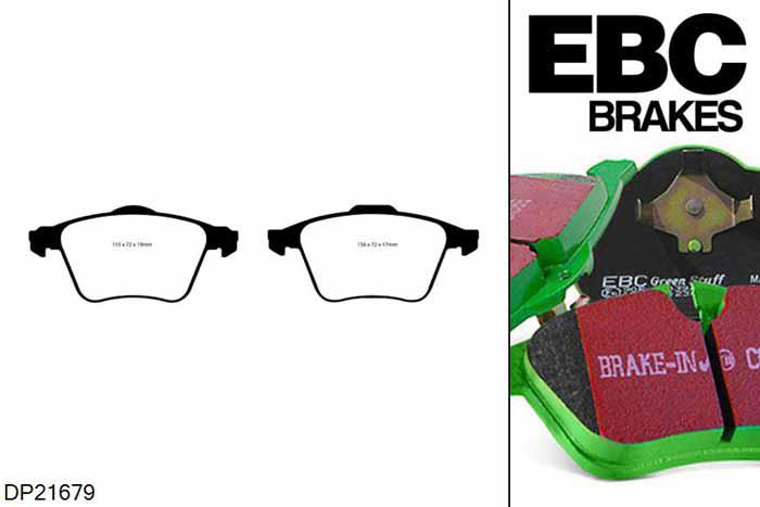 DP21679, Volvo V70 Mk2, 2.4 Turbo 2000-2007, EBC Greenstuff remblokken set vooras, Voor modellen met ATE remklauwen aan de vooras, Voor modellen met een remschijf diameter 305mm