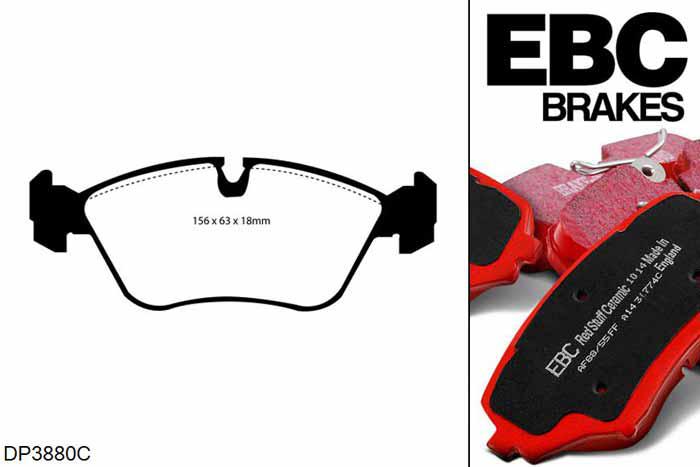 DP3880C, Volvo C70, 2.4 1999-2000, EBC Redstuff remblokken set vooras, Voor modellen met ATE remklauwen aan de vooras, Voor modellen met een remschijf diameter 280mm