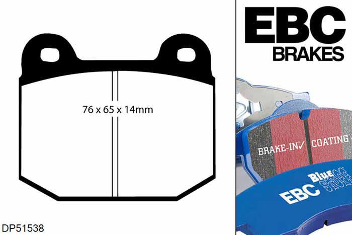 DP51538NDX, Mitsubishi Lancer Evo 9, 2.0 Turbo (FQ-360) 2005-2008, EBC Bluestuff remblokken set achteras, Voor modellen met Brembo remklauwen aan de achteras