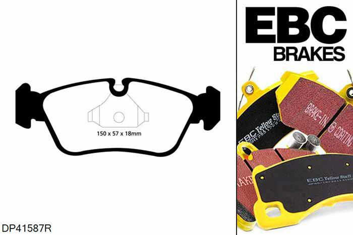 DP41587R, BMW 1 Series (E87), 120 i (2.0) 150 PK 2004-2005, EBC Yellowstuff remblokken set vooras, Voor modellen met ATE remklauwen aan de vooras, Voor modellen met een remschijf diameter 292mm