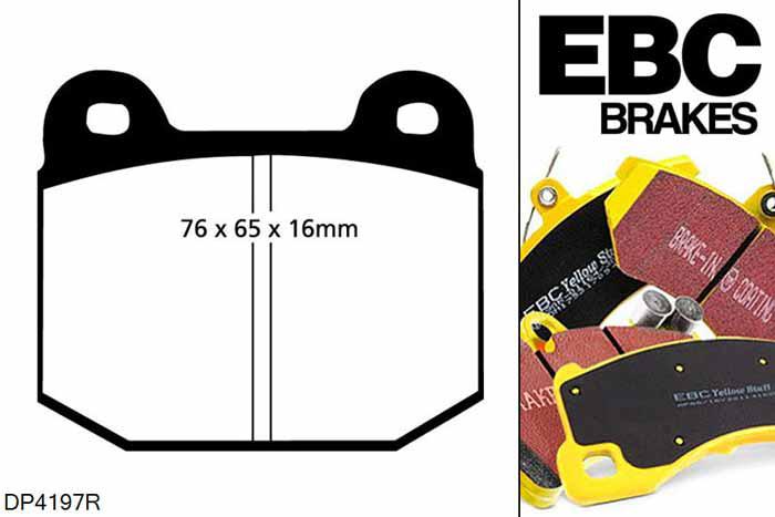 DP4197R, BMW 3 Series (E21), 323 i (2.3) 1978-1979, EBC Yellowstuff remblokken set vooras, Voor modellen met ATE remklauwen aan de vooras, Voor modellen met een remschijf diameter 255mm