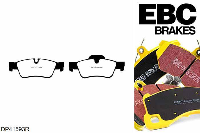 DP41593R, Mercedes M-Class  (W164), ML500 (5.5) M-Class  (W164), EBC Yellowstuff remblokken set achteras Voor modellen met ATE remklauwen aan de achteras, Voor modellen met remschijf diameter van 330mm aan de achteras