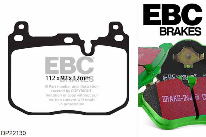 DP22130, BMW 2 Series (F22) Coupe, 228 (2.0 Turbo) 240 PK 2014-, EBC Greenstuff remblokken set vooras, Voor modellen met Brembo remklauwen aan de vooras, Voor modellen met een remschijf diameter 340mm