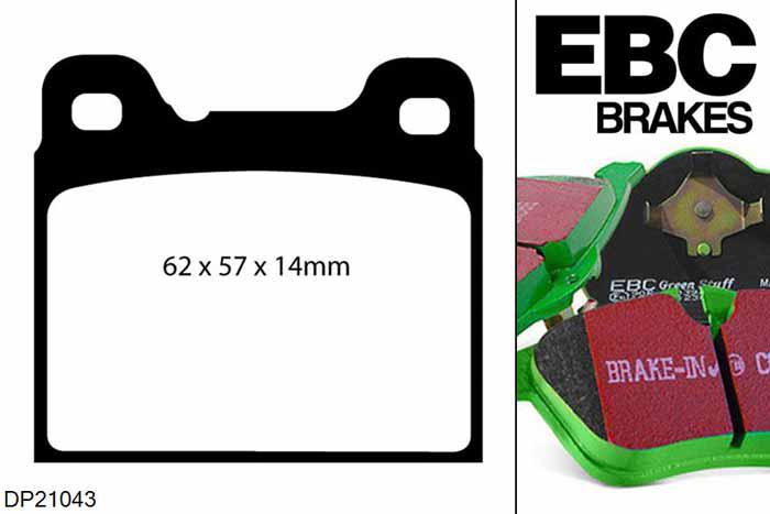 DP21043, Volvo 850, 2.0 10v 1992-1994, EBC Greenstuff remblokken set achteras, Voor modellen met ATE remklauwen aan de achteras, Voor modellen met remschijf diameter van 295mm aan de achteras