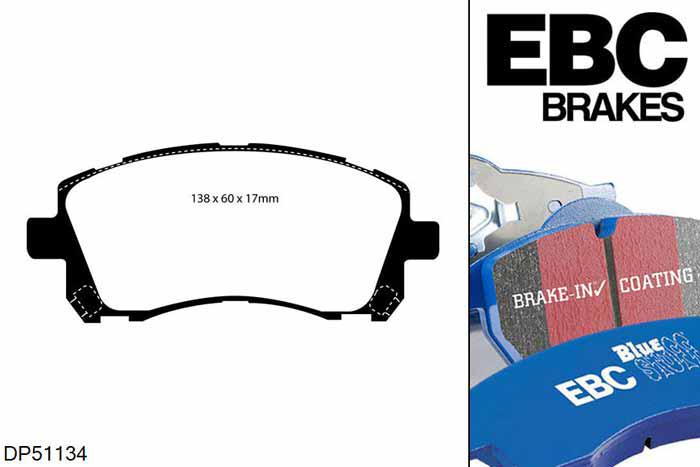 DP51134NDX, Subaru Impreza, 2.0 2000-2002, EBC Bluestuff remblokken set vooras, Voor modellen met een remschijf diameter 277mm