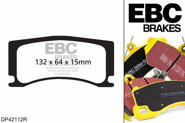 DP42112R, Jaguar XKR, 4.2 Supercharged (Portfolio) XKR, EBC Yellowstuff remblokken set achteras Voor modellen met Alcon remklauwen aan de achteras, Voor modellen met remschijf diameter van 350mm aan de achteras