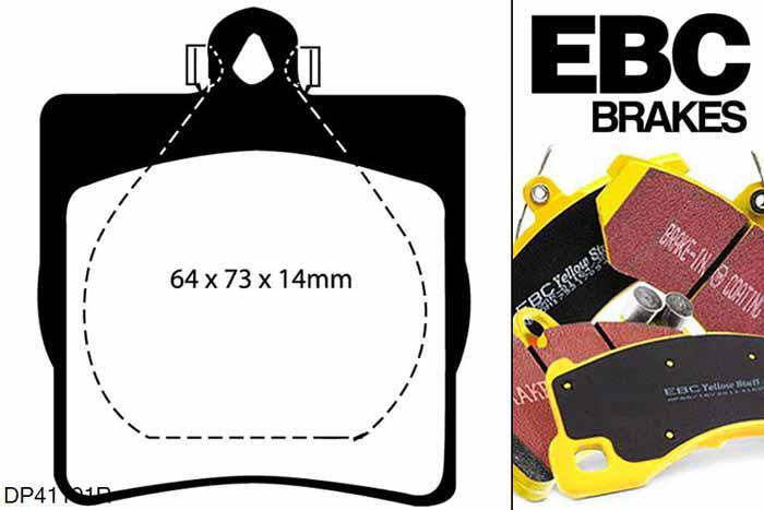 DP41191R, Mercedes C-Class (W203), C240 C-Class (W203), EBC Yellowstuff remblokken set achteras Voor modellen met ATE remklauwen aan de achteras, Voor modellen met remschijf diameter van 278mm aan de achteras