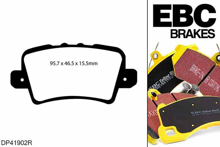 DP41902R, Honda Civic (8th Gen), 2.2 TD (FN) Civic (8th Gen), EBC Yellowstuff remblokken set achteras Voor modellen met TRW remklauwen aan de achteras, Voor modellen met remschijf diameter van 260mm aan de achteras