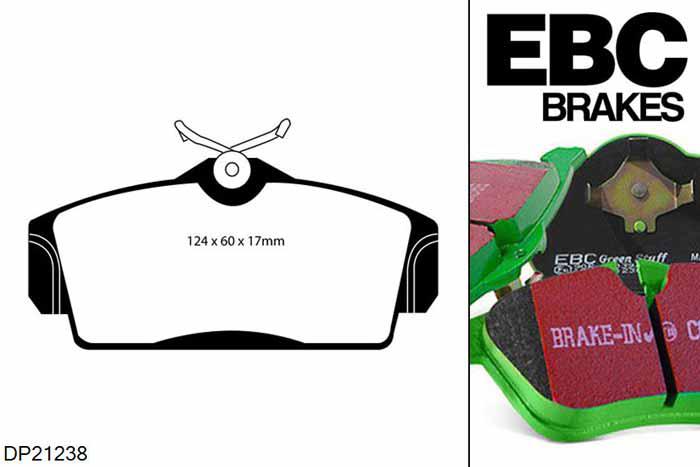 DP21238, Nissan Almera, 2.2 TD (ABS) 2000-2006, EBC Greenstuff remblokken set vooras, Voor modellen met Girling/TRW remklauwen aan de vooras, Voor modellen met een remschijf diameter 280mm