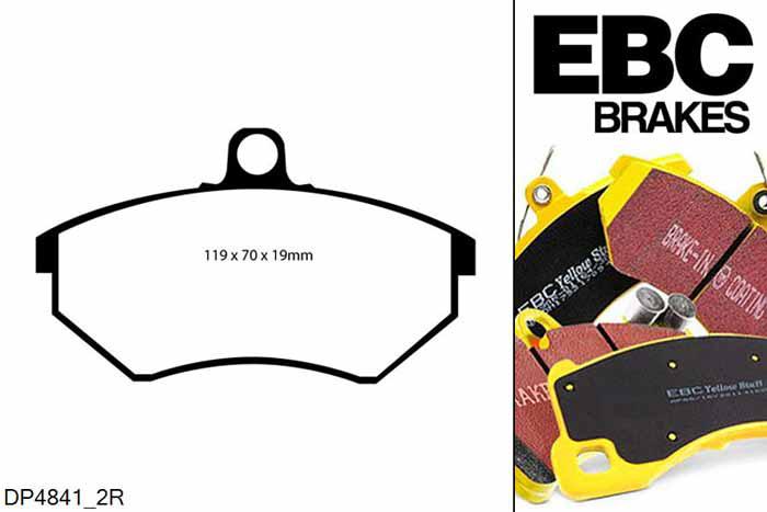 DP4841/2R, VW Corrado, 1.8 Superrcharged G60 160 PK 1989-1992, EBC Yellowstuff remblokken set vooras, Voor modellen met Girling/TRW remklauwen aan de vooras, Voor modellen met een remschijf diameter 280mm