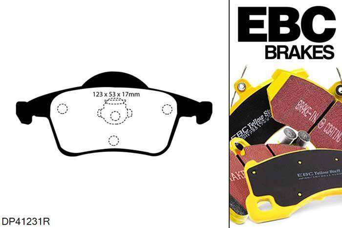 DP41231R, Volvo XC70, 2.4 TD XC70, EBC Yellowstuff remblokken set achteras Voor modellen met ATE remklauwen aan de achteras, Voor modellen met remschijf diameter van 288mm aan de achteras