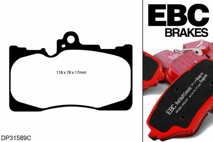 DP31589C, Lexus GS430, 4.3 2005-2012, EBC Redstuff remblokken set vooras, Voor modellen met een remschijf diameter 334mm