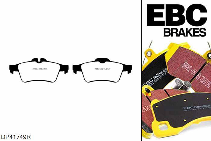 DP41749R, Citroen C5, 1.6 (Elec H/B) C5, EBC Yellowstuff remblokken set achteras Voor modellen met ATE remklauwen aan de achteras, Voor modellen met remschijf diameter van 290mm aan de achteras