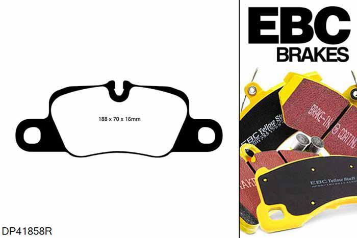 DP41858R, Porsche 911 (991) (Cast Iron Disc Only), 3.8 Carrera S 430 PK 911 (991) (Cast Iron Disc Only), EBC Yellowstuff remblokken set achteras Voor modellen met Brembo remklauwen aan de achteras, Voor modellen met remschijf diameter van 330mm aan de achteras