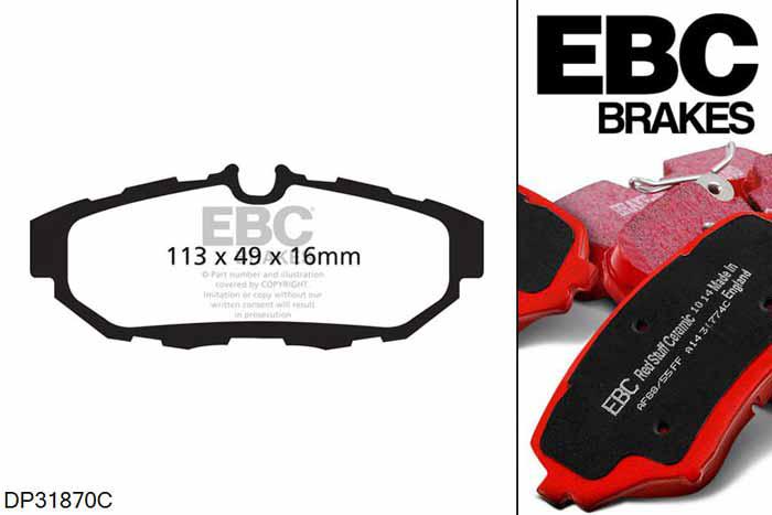 DP31870C, Ford Mustang (5th Generation), 3.7 2010-2014, EBC Redstuff remblokken set achteras, Voor modellen met remschijf diameter van 300mm aan de achteras