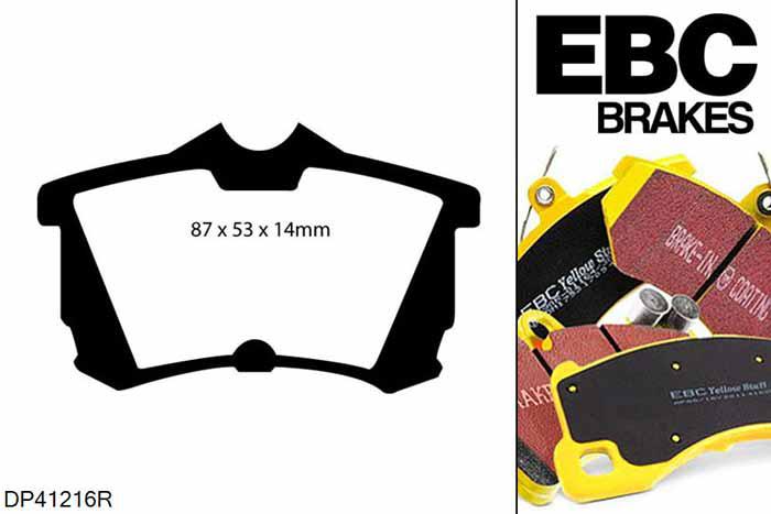 DP41216R, Honda Accord Type-V, 2.0 Accord Type-V, EBC Yellowstuff remblokken set achteras Voor modellen met Girling/TRW remklauwen aan de achteras, Voor modellen met remschijf diameter van 260mm aan de achteras