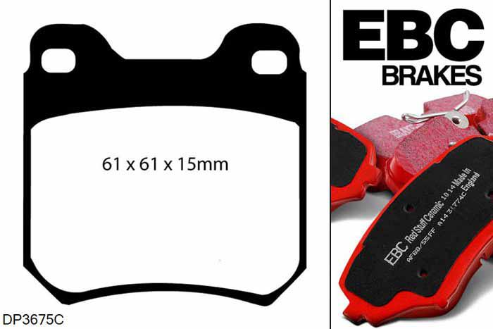 DP3675C, Opel Omega, 2.0 16v 1995-2000, EBC Redstuff remblokken set achteras, Voor modellen met ATE remklauwen aan de achteras, Voor modellen met remschijf diameter van 286mm aan de achteras