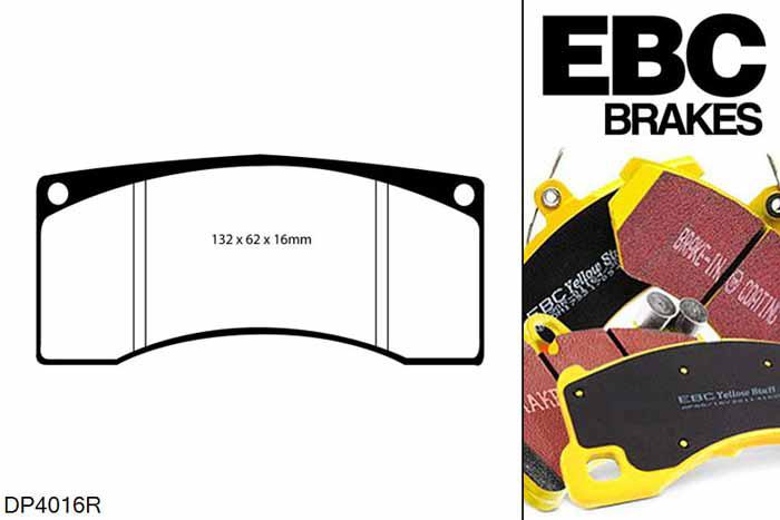 DP4016R, Mitsubishi Lancer Evo 8, 2.0 Turbo (FQ-400) 400 PK 2004-2005, EBC Yellowstuff remblokken set vooras, Voor modellen met Alcon remklauwen aan de vooras, Voor modellen met een remschijf diameter 343mm