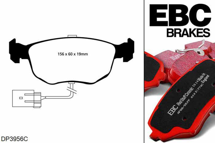 DP3956C, Ford Sierra, 2.0 Turbo Cosworth 4x4 1990-1993, EBC Redstuff remblokken set vooras, Voor modellen met ATE remklauwen aan de vooras, Voor modellen met een remschijf diameter 278mm