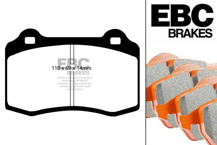 DP91140, Jaguar XKR, 4.2 Supercharged 2002-2006, EBC Orangestuff remblokken set achteras, Voor modellen met Brembo remklauwen aan de achteras, Voor modellen met remschijf diameter van 330mm aan de achteras