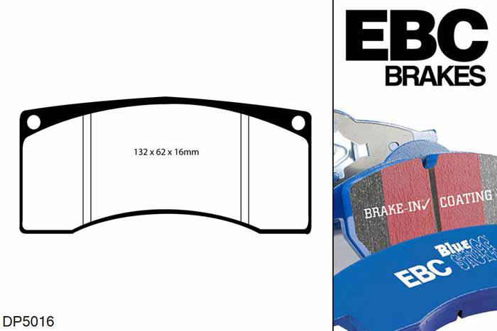 DP5016NDX, Mitsubishi Lancer Evo 8, 2.0 Turbo (FQ-400) 400 PK 2004-2005, EBC Bluestuff remblokken set vooras, Voor modellen met Alcon remklauwen aan de vooras, Voor modellen met een remschijf diameter 343mm