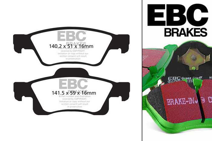 DP61872, Dodge Durango, 5.7 2011-, EBC Greenstuff remblokken set achteras, Voor modellen met remschijf diameter van 330mm aan de achteras