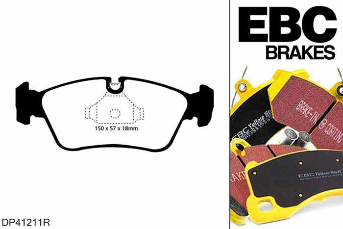 DP41211R, BMW Z4, 2.2 (E85) 170 PK 2003-2009, EBC Yellowstuff remblokken set vooras, Voor modellen met ATE remklauwen aan de vooras, Voor modellen met een remschijf diameter 286mm