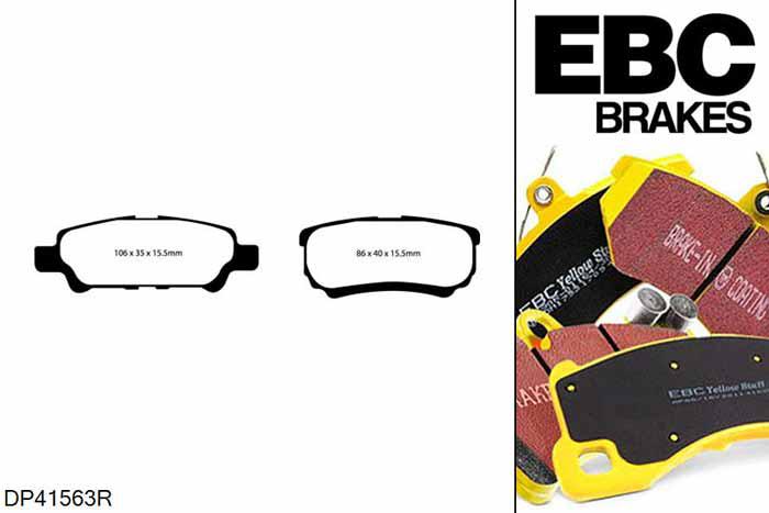 DP41563R, Dodge Caliber, 1.8 Caliber, EBC Yellowstuff remblokken set achteras, Voor modellen met remschijf diameter van 262mm aan de achteras