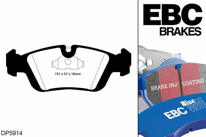 DP5914NDX, BMW Z3, 2.8 193 PK 1997-1998, EBC Bluestuff remblokken set vooras, Voor modellen met ATE remklauwen aan de vooras, Voor modellen met een remschijf diameter 286mm