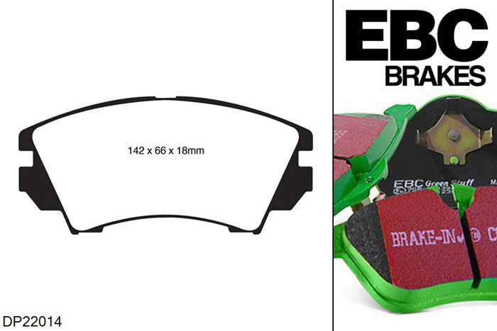 DP22014, Opel Astra (J), 2.0 TD 160 PK 2012-2015, EBC Greenstuff remblokken set vooras, Voor modellen met Mando remklauwen aan de vooras, Voor modellen met een remschijf diameter 321mm