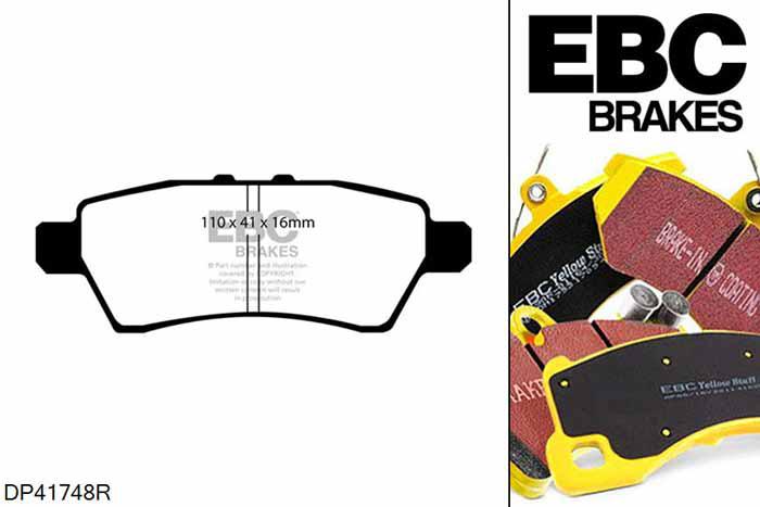DP41748R, Nissan Pathfinder, 2.5 TD Pathfinder, EBC Yellowstuff remblokken set achteras Voor modellen met Tokico remklauwen aan de achteras, Voor modellen met remschijf diameter van 308mm aan de achteras
