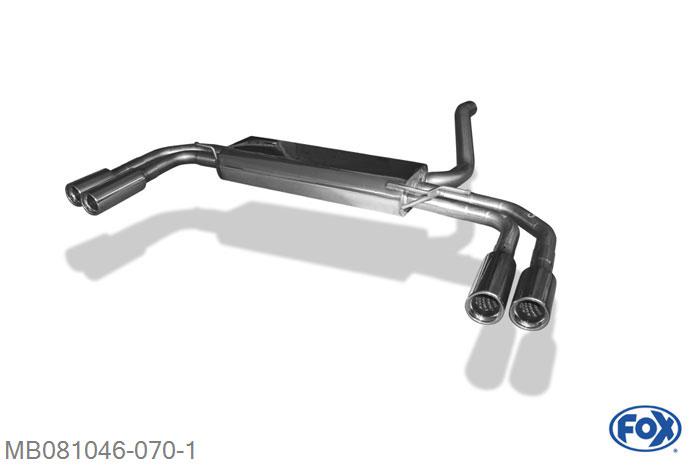 MB081046-070, Mercedes Vito/ Viano - W639 (nicht Compact) 3.2l 140/160kW 3.7l 170kW 2.2l CDI 60/65/70/80/85/90/100/110/120kW 3.0 CDI 150/165kW, Einddemper met uitgang rechts/links - 2x80mm  Type 13 rechts/links 63,5mm/ 4x50mm Buisdiameter Geheel RVS, Absortie demper, mooie diepe sound, Met E-keur