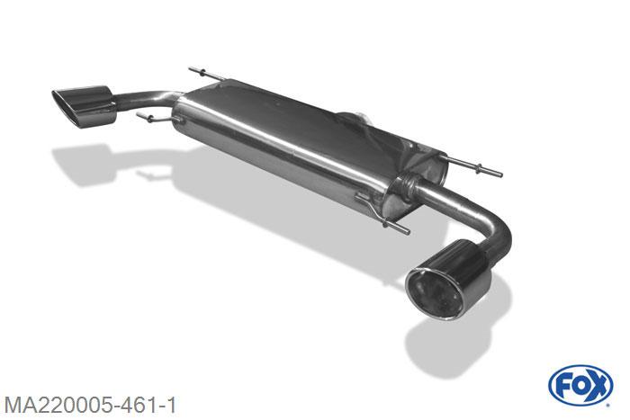 MA220005-461, Mazda CX5 Benzin - KE/ GH 2.0l 118/121kW 2.5l 141kW 2.2l D 110/129kW, Einddemper quer rechts/links - 115x85mm  Type 38 rechts/links 63,5mm Buisdiameter Geheel RVS, Absortie demper, mooie diepe sound, Met E-keur